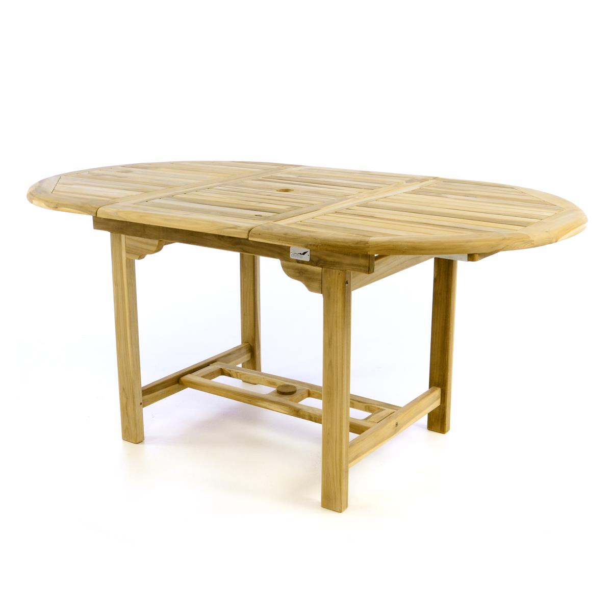 DIVERO Balkontisch Terrasse Tisch Esstisch ausziehbar 170cm Teak Holz natur