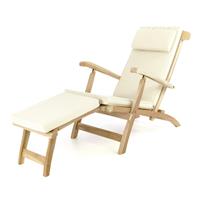 DIVERO Liegestuhl Deckchair "Florentine" Steamer Chair Teakholz Auflage creme