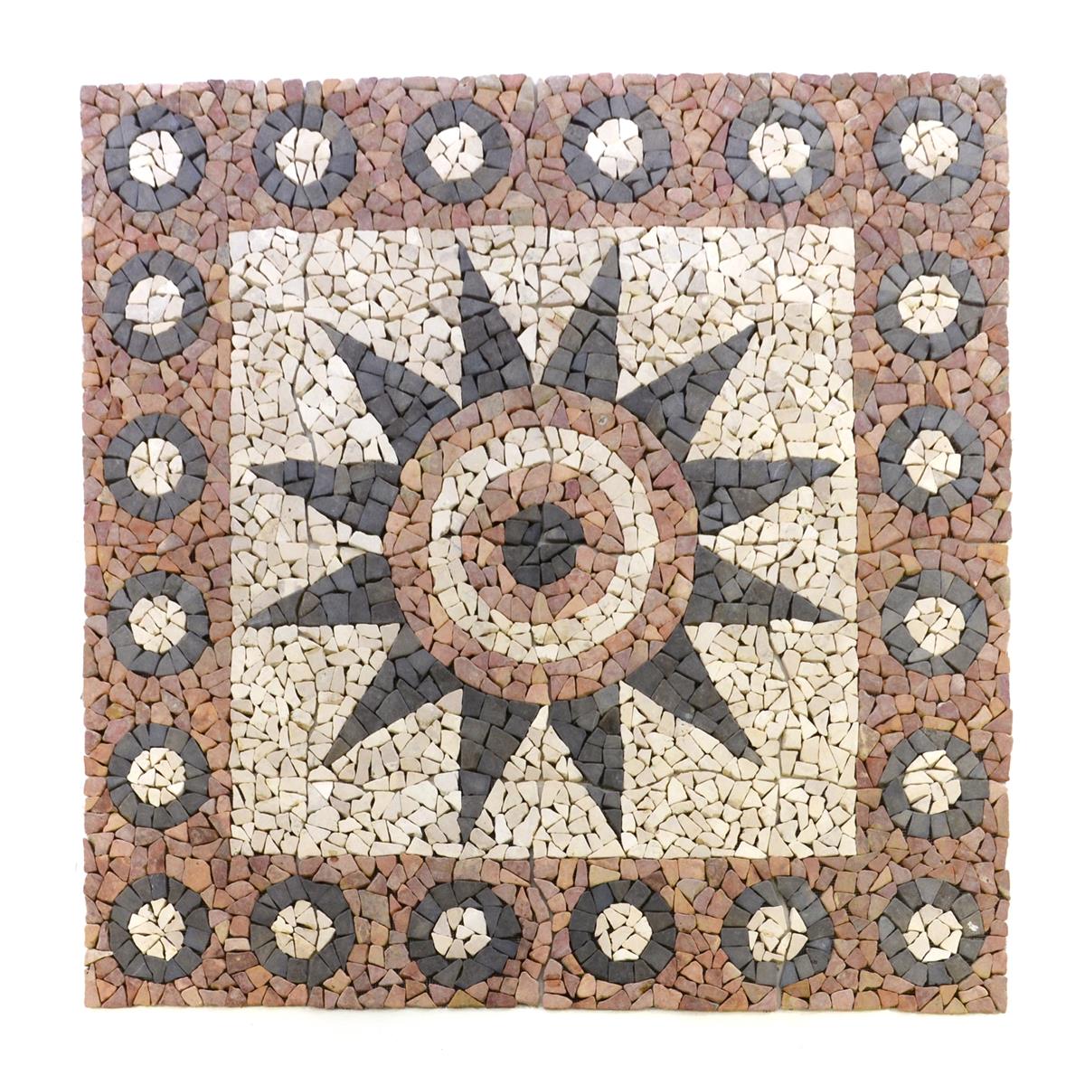 DIVERO Fliesen Rosone Blume Mosaik Marmor creme grau terrakotta 120x120cm